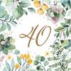Napkins 40th Birthday Forty Boho Leaves Spring Party 33X33Cm 20Pcs
