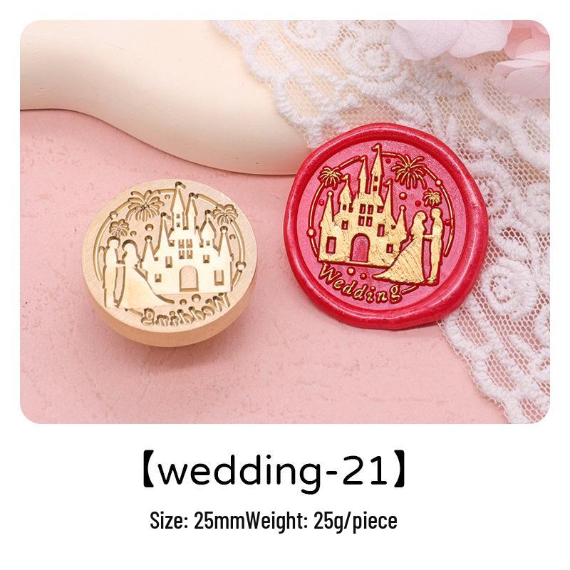 Wedding Series Round Wax Seal Stamp Head - Copper Handmade Letter Sealing