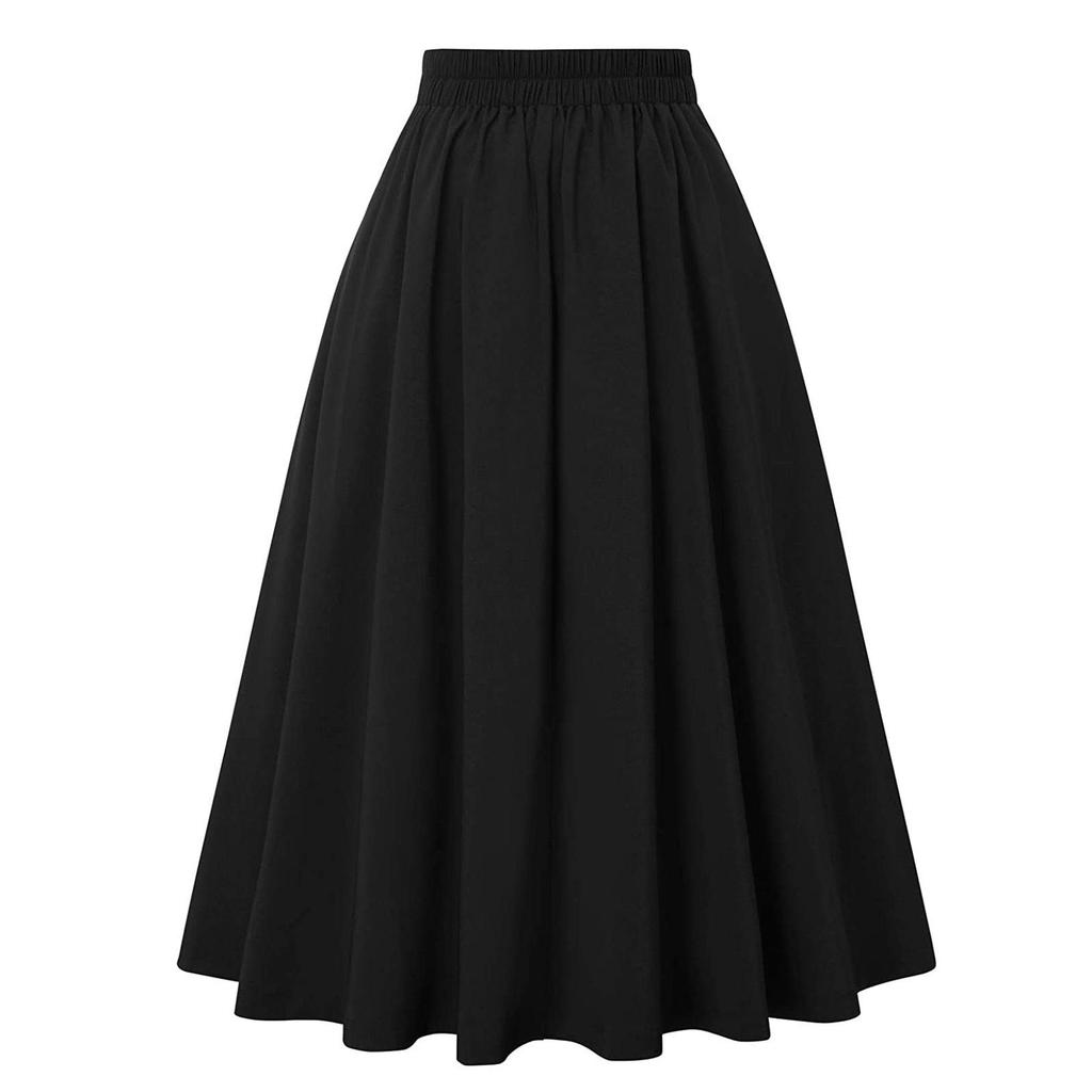 Color Block Plaid Midi Skirt - Versatile Swing Skirt for Women