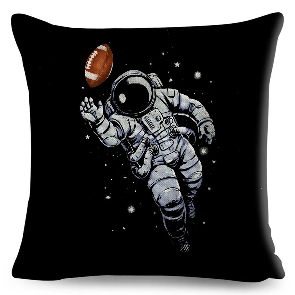 Cartoon Astronaut Sports Cushion Sofa Home Decoration Kids Room Planet Music Pillowcase