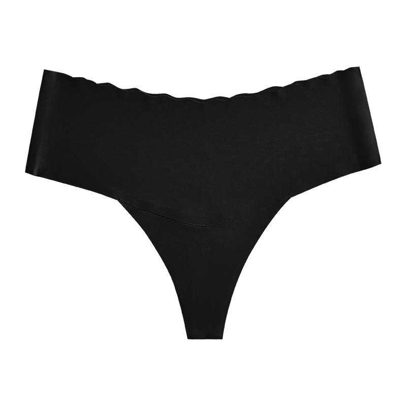 

Sexy quick-drying invisible thong women s fitness large size ice silk seamless nylon breathable low-rise European and American underwear S чёрный