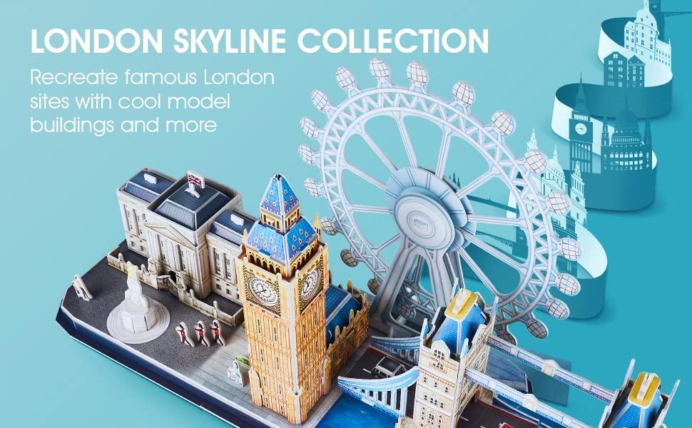Cubic Fan 3D Puzzle Craft Kit, London (with LED), L532h, No Glue or Tools Required