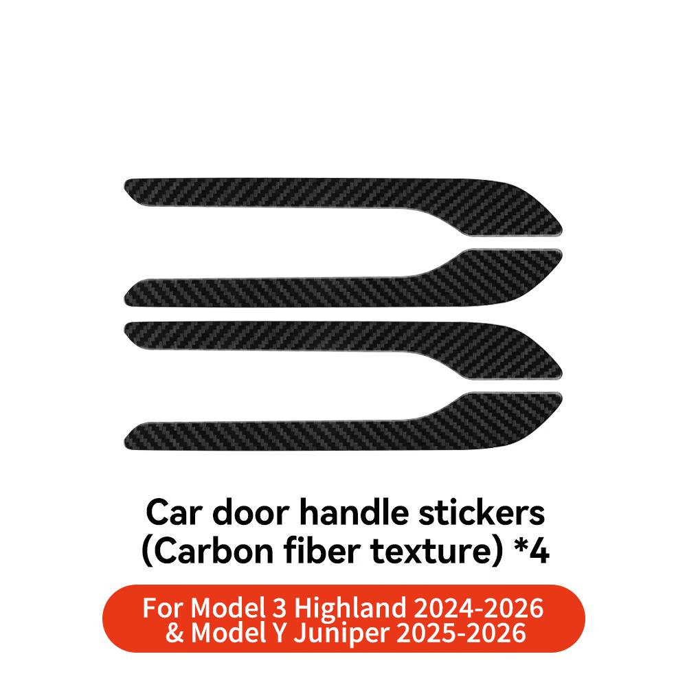 YZ Car Door Handle Wrap Cover Decorative Stickers 4Pcs Anti-scratch For Tesla Model 3 Y Juniper 2021-2025 ABS Protector Sticker
