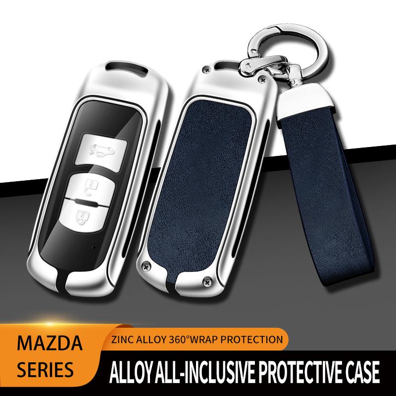 Metal Leather Car Key Case For Mazda 2 3 5 6 Gh Gj Cx3 Cx5 Cx9 Cx-5 Cx Accessories Holder Shell Protect Set Car-Styling