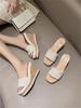 Fashion Eilyken New Summer Design Weave Square Toe Platform Wedge Heels Slippers Woman Fashion Slide Shoes Zapatos De Mujer