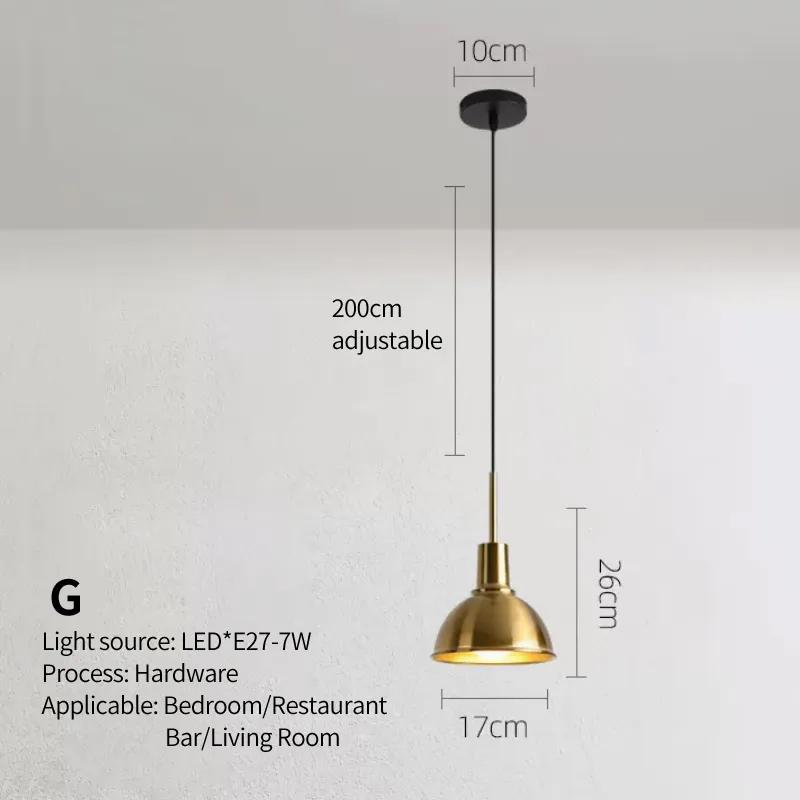 Nordic single head chandelier golden small suspended lamp for home bedroom bedside bar clothing store cafe pot lid creative lamp