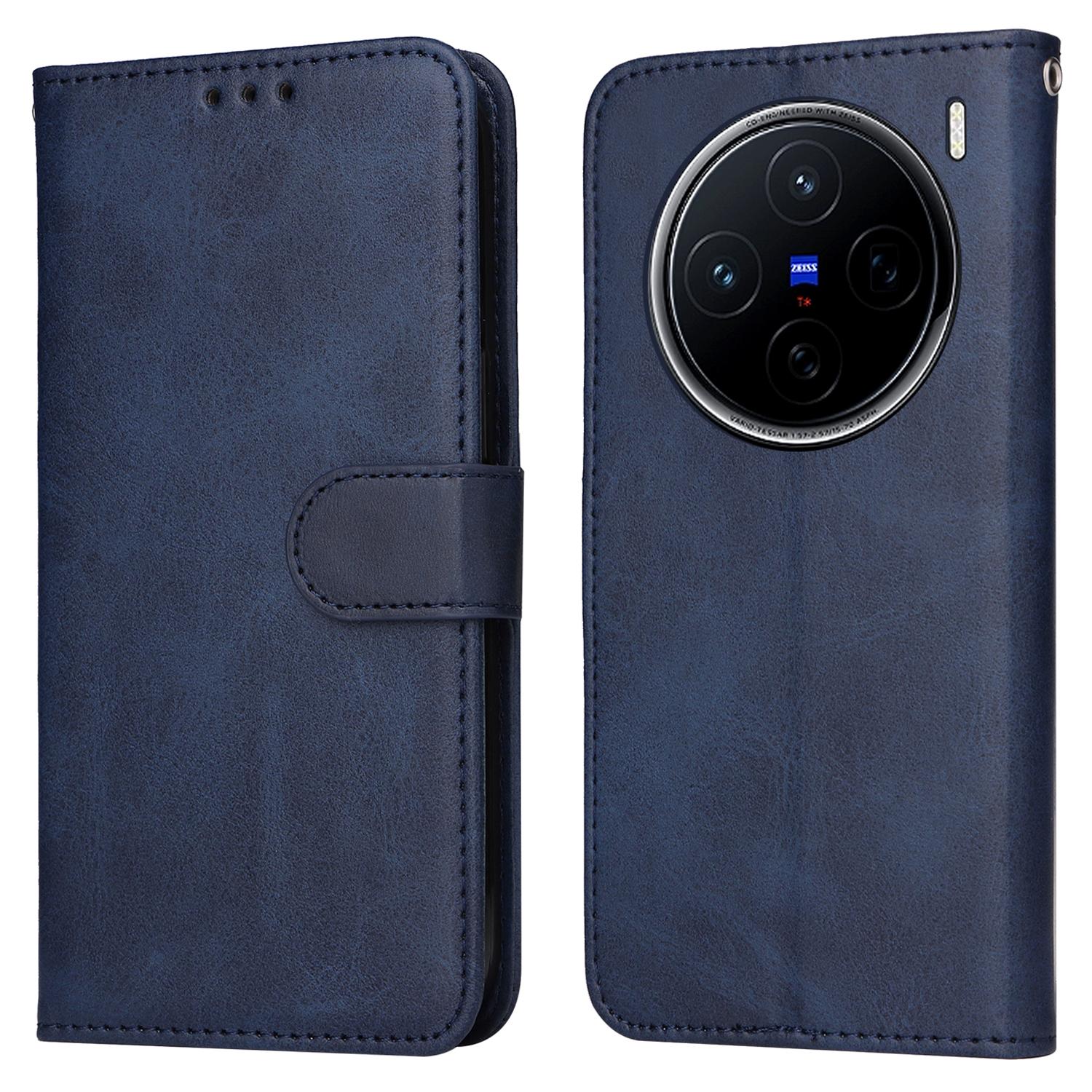 

For vivo X200 5G Case Wallet PU Leather Folio Flip Phone Cover Blue