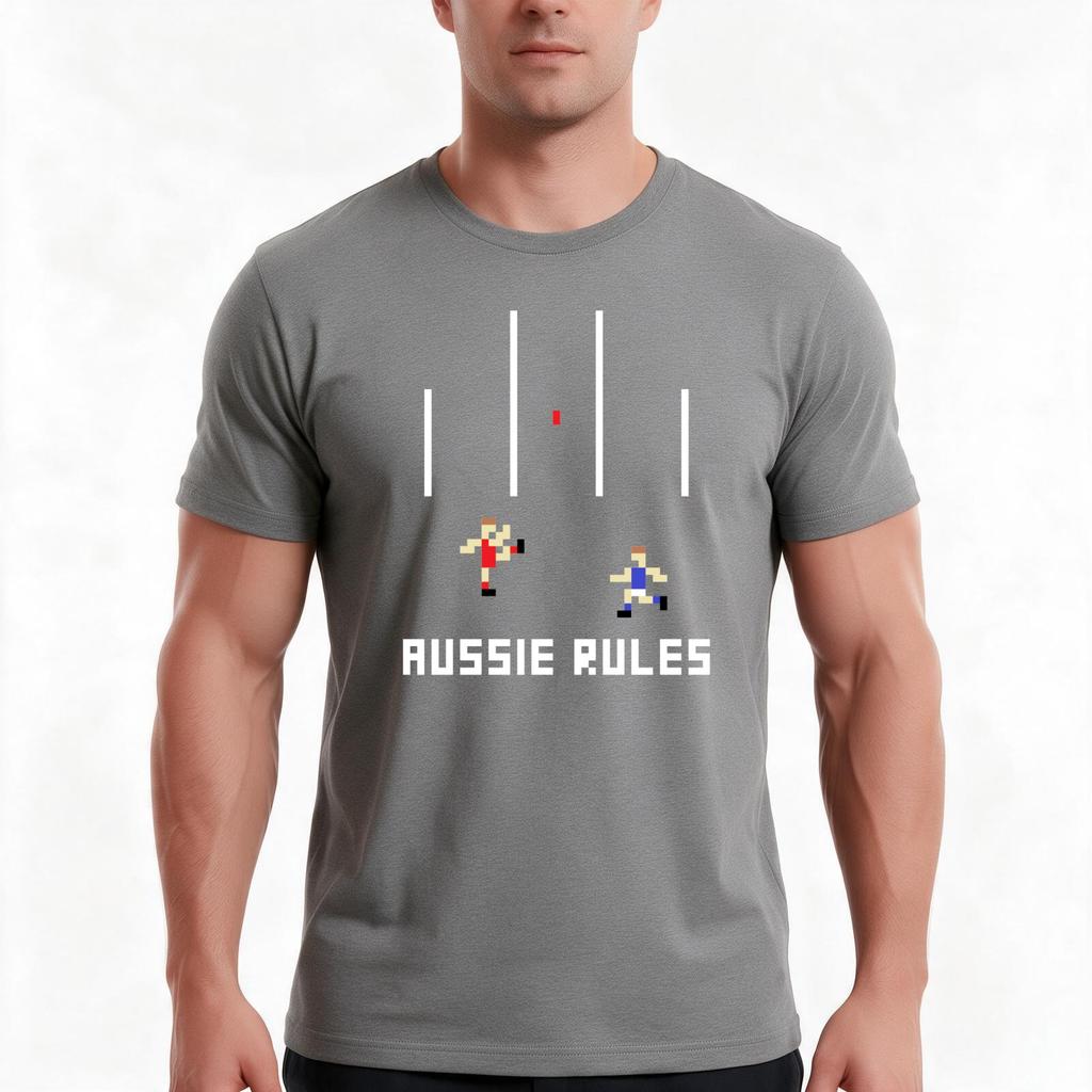 Aussie Rules Pixel Tshirt Summer Casual Cotton Tee Oversized Streetwear Tops Vintage Graphic Print Loose Fit Short Sleeve