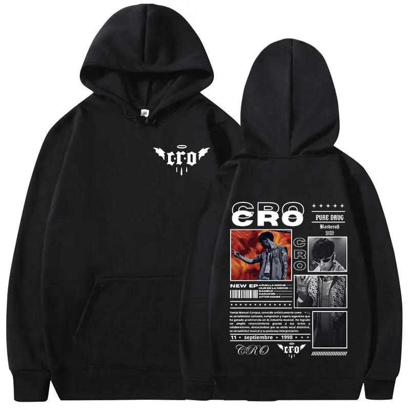 Rapper C.R.O men's hoodie retro fashion hip-hop sweatshirt high-quality casual hoodie streetwear