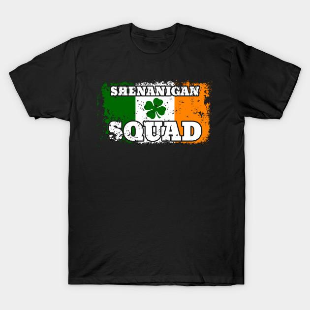 Men Black Print T-shirt Shenanigan Squad St. Patricks Day No-Cut Transfer Paper Print Cotton Tshirt M