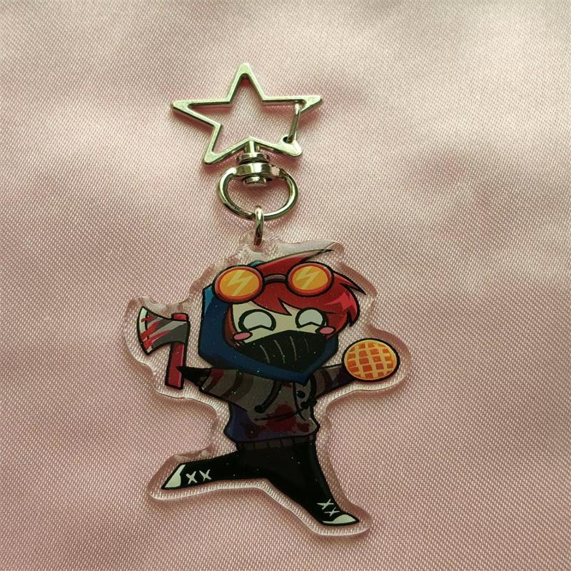 Ticci Toby Keychain 2.5 inch Epoxy Glitter Creepypasta Toby Rogers Character Collectible Key Ring