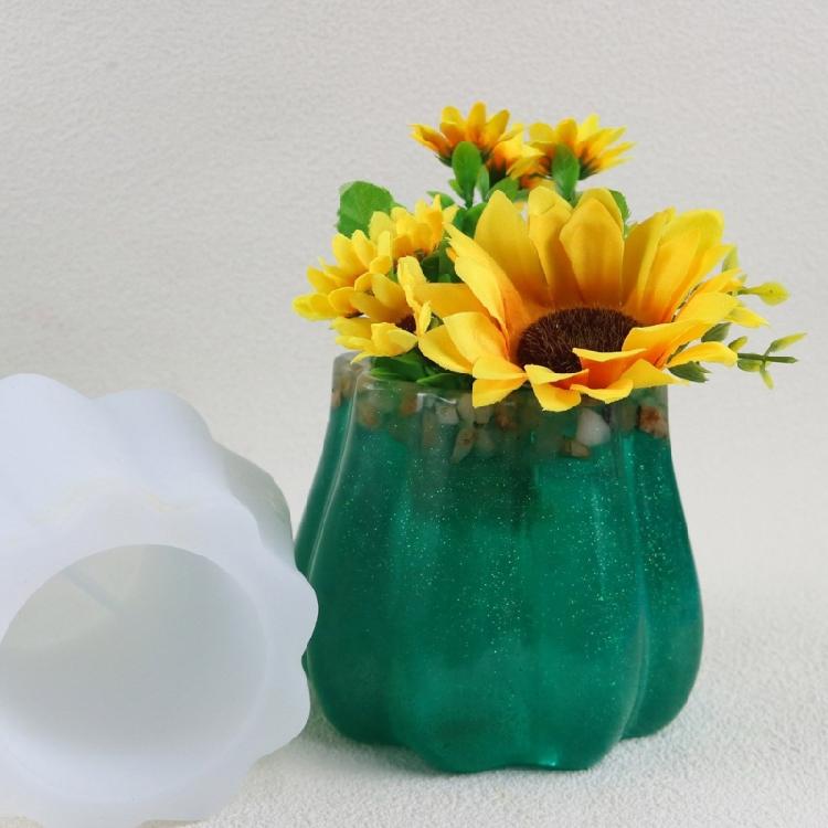 Waved Flower Pots Silicone Mold Crystal Epoxy Resin Plaster Candle Ornaments Mold