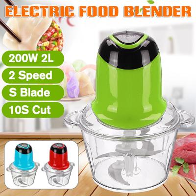 Household Electric Double Speed Kitchen Meat Grinder Chopper Shredder Food Chopper Stainless Steel Electric 2L