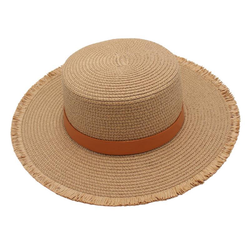 Vacation Flat Top Beach Hat Seaside Visor Rough Rafi Straw Hat Sweet Jazz Hat Panama