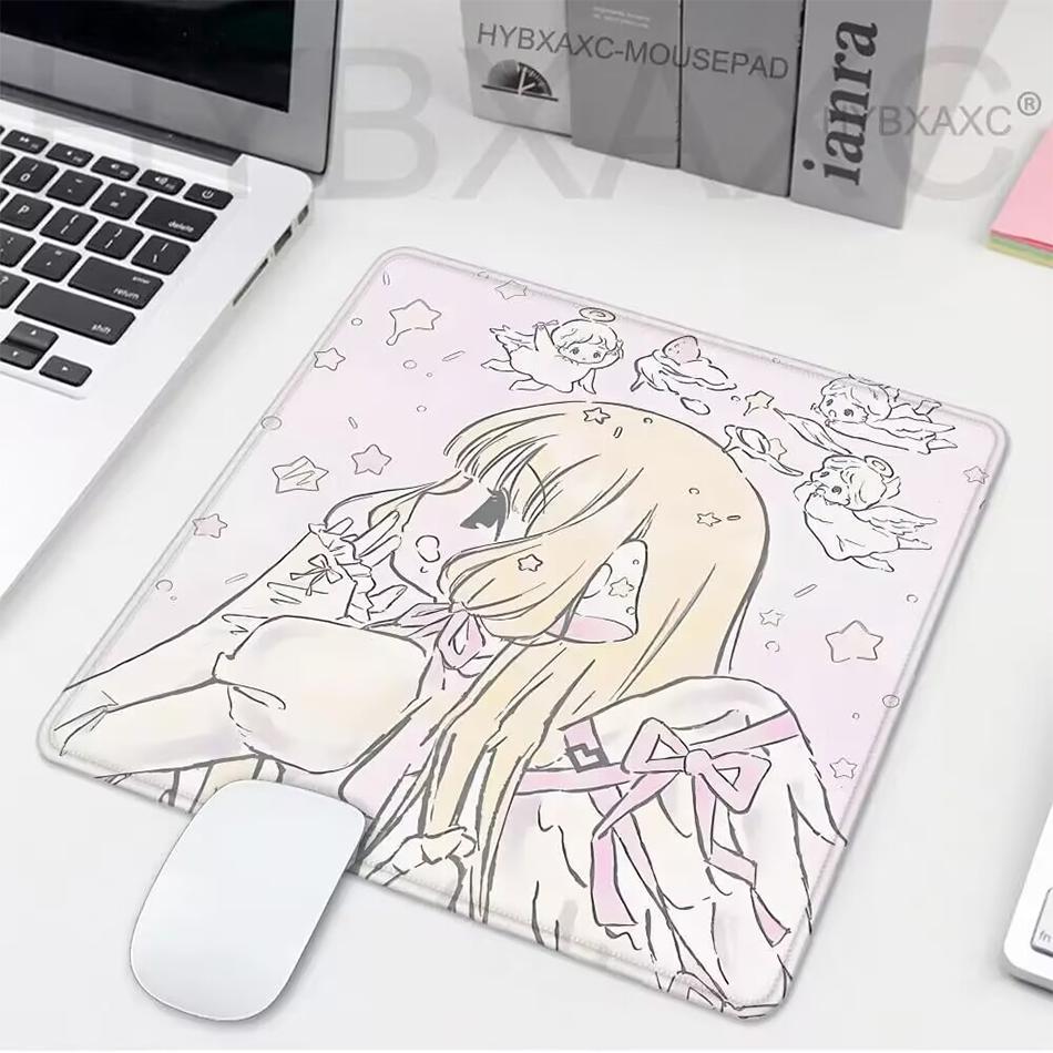 Sleepy Angel Pink Mouse Pad Anime Girl Gaming Keyboard Pads Gaming Accessories Thickened Hd Desk Mat Lock Edge Rubber Mousepad
