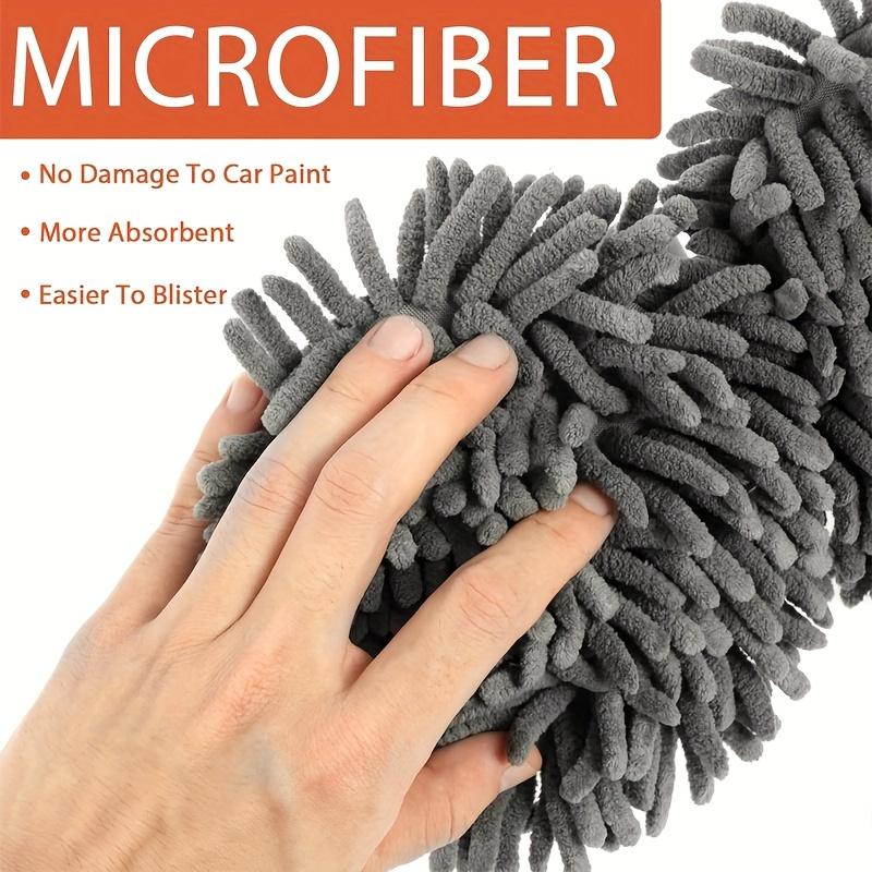 Adjustable Long Handle Chenille Microfiber Car Wash Brush, Soft No Scratch Heavy Duty Cleaning Mop Multi Surface Vehicle Detailing Tools