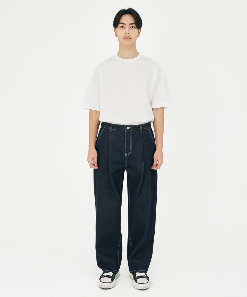 Seleuji One-Pleat Wide Denim Pants V7_Normal Blue