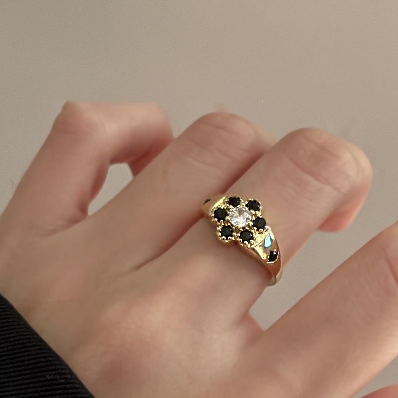 Korean Flower Design High-End Gold-Plated Ring