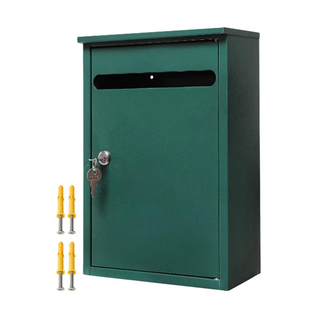 Wall Mount Locking Mailbox Townhouse Weatherproof Office Corridor Office Business Villa Area Family Residence Metal Post Box