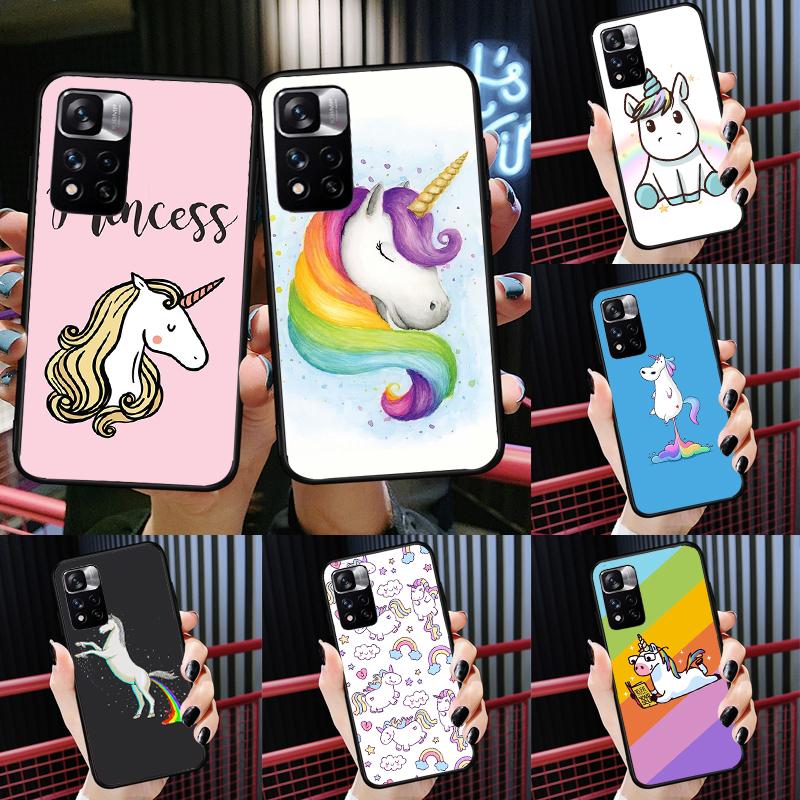 Cartoon Rainbow Unicorn Case For Xiaomi Redmi 13C 10C 12C 14C Redmi Note 14 13 Pro 12 11 9 10 9S 10S 11S 12S Cover