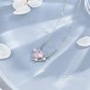 Love Necklace - White AB Color Diamond Pure Silver S999 Pure Silver Fantasy Pink Diamond Love Necklace Female Sweet Girlish Design Clavicle Chain
