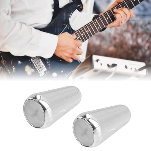 Two Guitar Pickup Switch Knobs, Guitar Toggle Switch Tips, Brass Housing, ST TL (Silver)