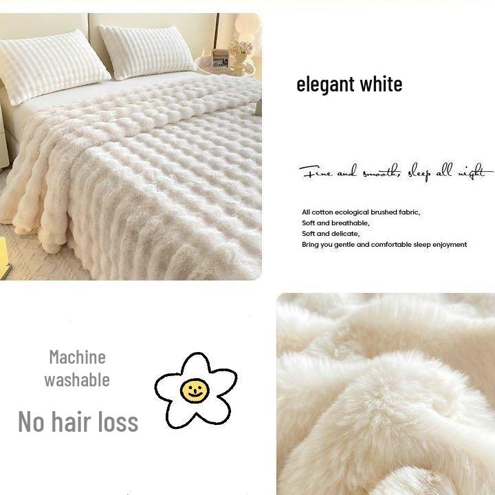 Plush Winter Bubble Rabbit Velvet Fleece-Lined Warm Bed Sheet