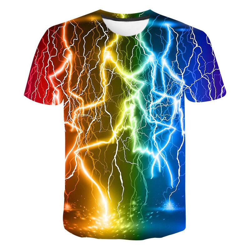 Summer Fashion Cool Lightning Graphic T Shirts Men Trend Casual Streetwear 3D Printed Leisure Sports Oversized t shirt Tops