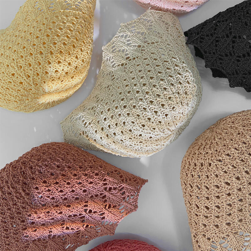 Sheheri Bucket Hat Wave Hat Lace-Decorated Knit black