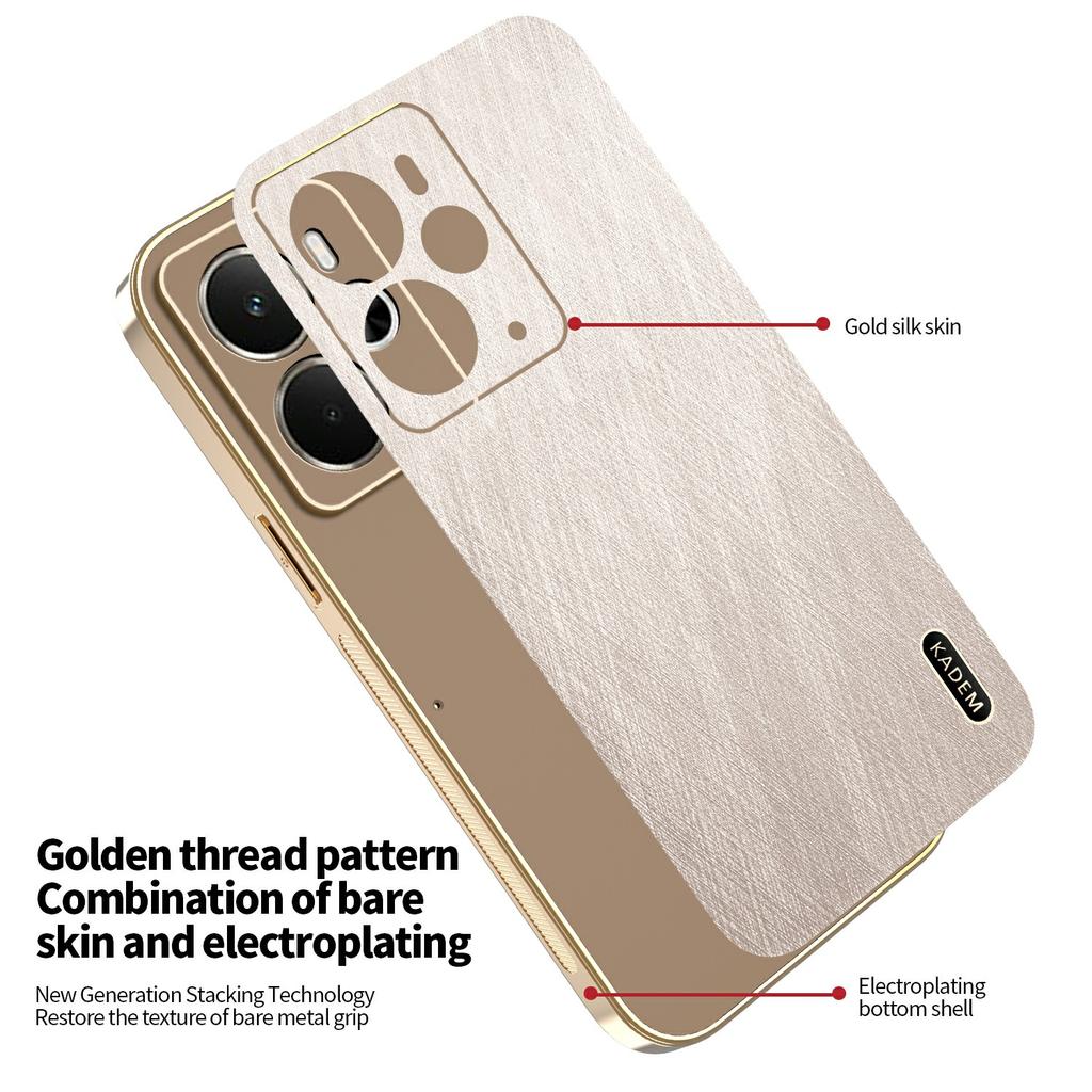 KADEM Hülle für Realme 14 5G Galvanisiert Seidenstruktur PU + TPU Handy-Rückseite