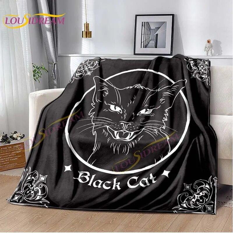 Tarot Black Cat Flannel Throw Blanket Super Soft Cozy Lightweight Kids Adults Halloween Gift for Home Sofa Bed Decoration Gift