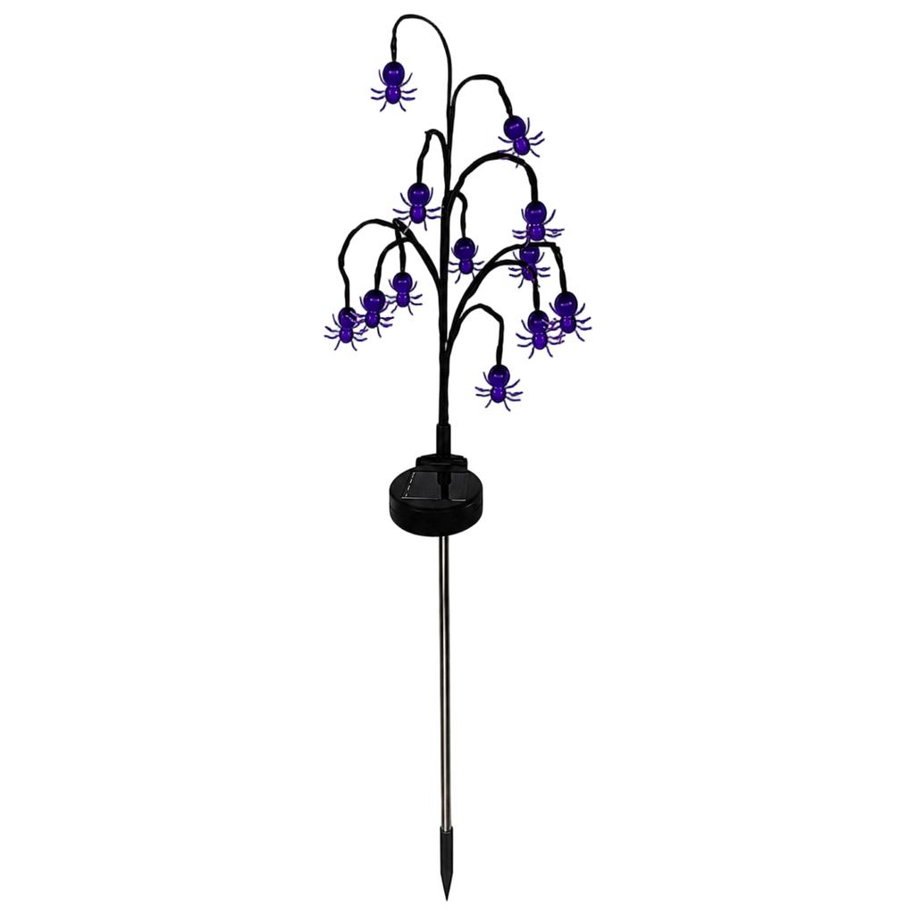 LED Solar Powered Pumpkin Branch Stake Lights Outdoor Yard Decorative Lighting for Garden Pathway Lawn Halloween Party Decor