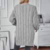 Cardigan Maglione a Maniche Lunghe Vintage Monocolore a Maglia Scollo a V Autunno Inverno Largo