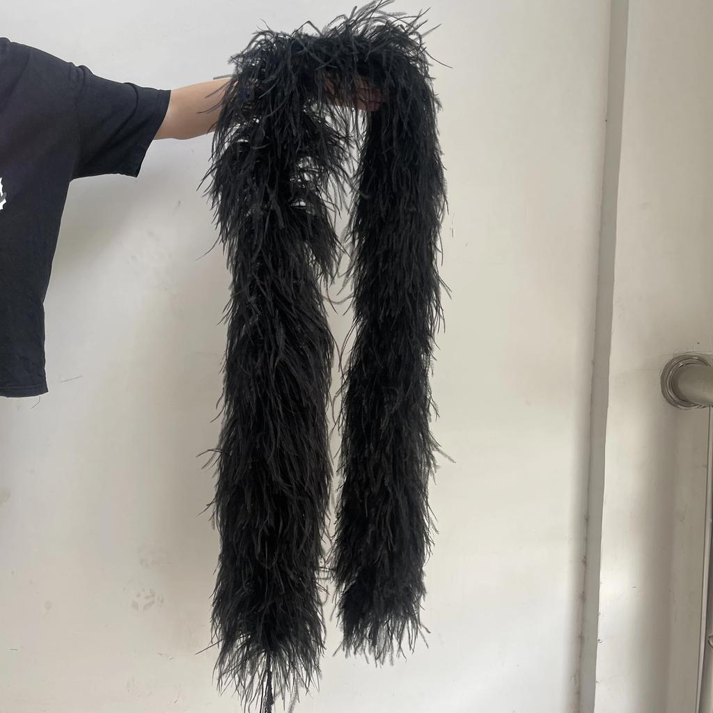 DIY 6PLY Natural Ostrich Feather Boa for Sewing Costume Embroidery 0.5/1/2/3/4M Length Wedding Carnival Dress Decoration Craft