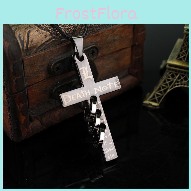 Death Note Anime Necklace With Cross Pendant On Leather Cord For Fans And Gift Giving