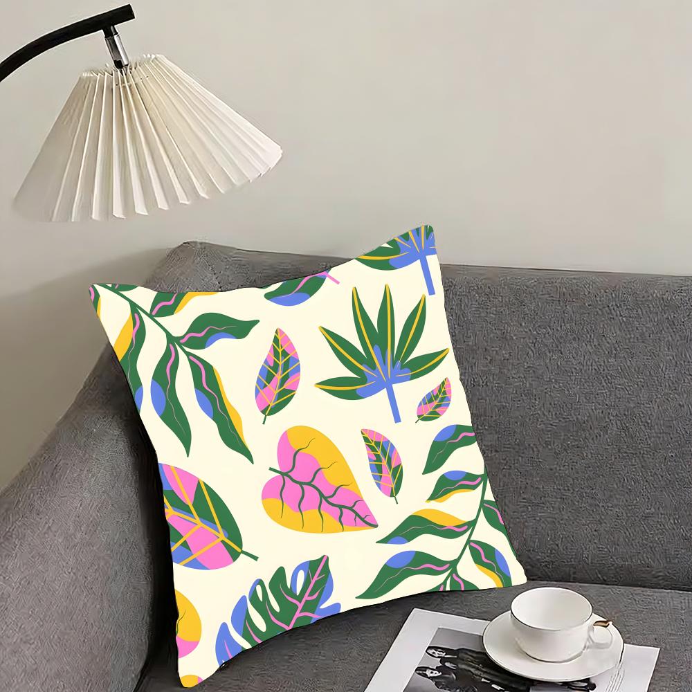 Leaves Ins Cushion Cover Pillowcase Ultra Soft Skin Friendly Fabric Cloud Like Comfort & Concealed Zipper