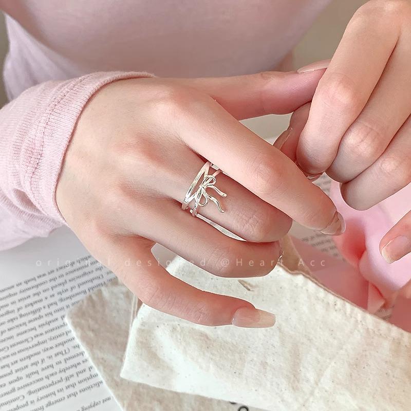 Korean Style Adjustable Bow Ring: Elegant Sweet Design for Women