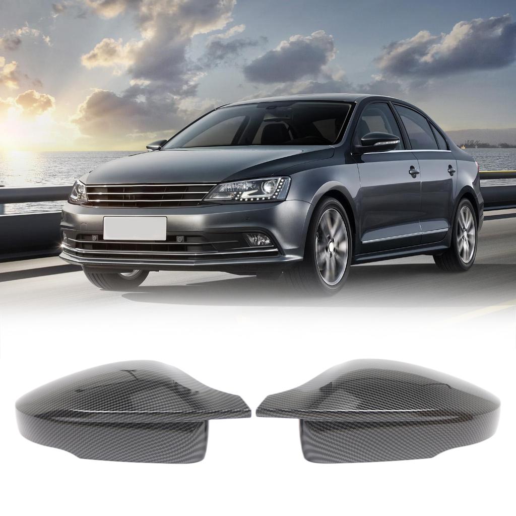 1 Pair Carbon Fiber Pattern Side Rear View Mirror Cover Compatible for VW Polo MK5 2009-2017 Door Mirror Covering Caps
