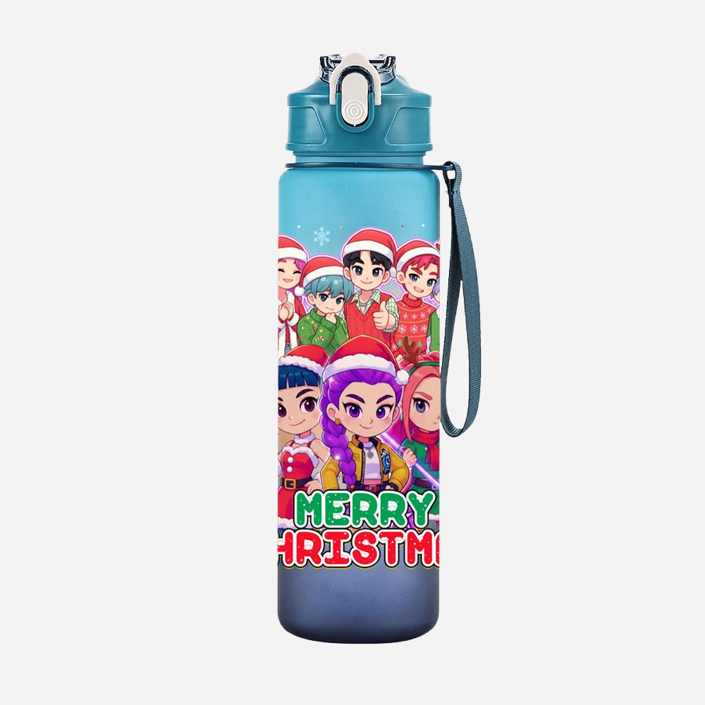Cartoon Christmas K-Pop Demon Hunters Printed Large Capacity Drinking Cup Portable Outdoor 750Ml Water Bottle Sports Water Cup Children Kid Gift