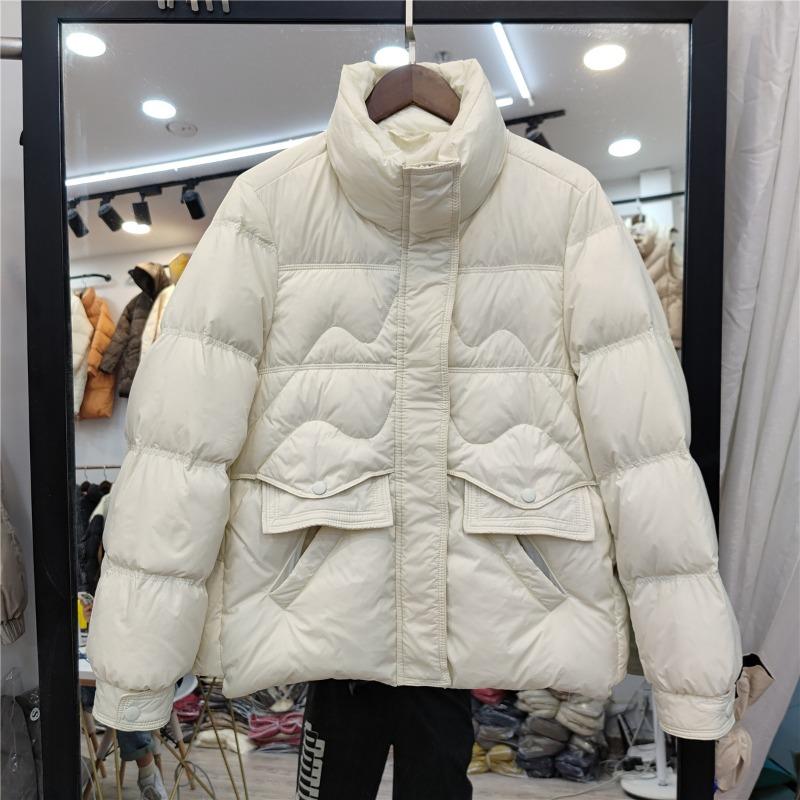 

Зимняя новая куртка-пуховик со стойкой воротником женская свободная теплая куртка короткая S белый