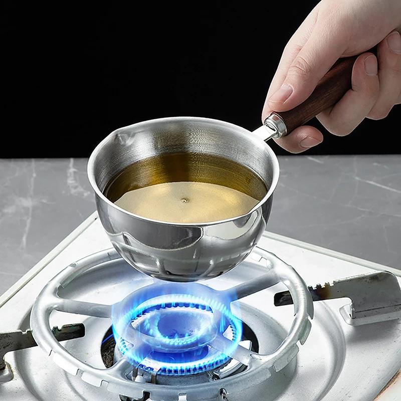 Casserole à lait Acier inoxydable Poêle à huile chaude 150/300ML Petite casserole pour sauce chaude Casserole de cuisson Casserole à beurre à fond plat polyvalente