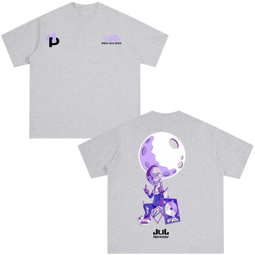 

2026 Summer France Rapper Jul Rien 100 Rien Album Merch T Shirt Unisex Women Clothing Fashion Hip Hop Tshirt Casual Cotton Tshirts 4XL