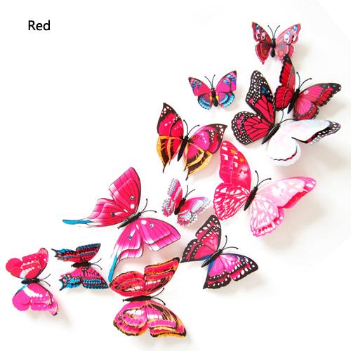 12 Piezas Pegatina de Arte de Pared de Mariposa de Doble Capa Para Decoración de Boda Pegatinas Mariposas 3D Imán para Nevera Pegatina de Decoración para Habitación del Hogar