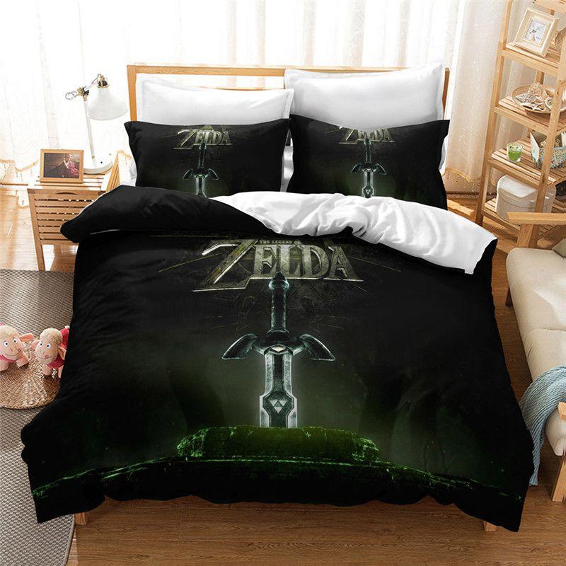 The Legend Of Zelda Colorful Cartoon Bedding Set Queen King Size Soft Material Patterned