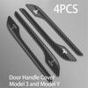 Carbon Fiber Door Handle Protector Cover for Tesla Model 3/Y, Anti-Scratch Sticker Decal, Metal Upgrade Exterior Accessories