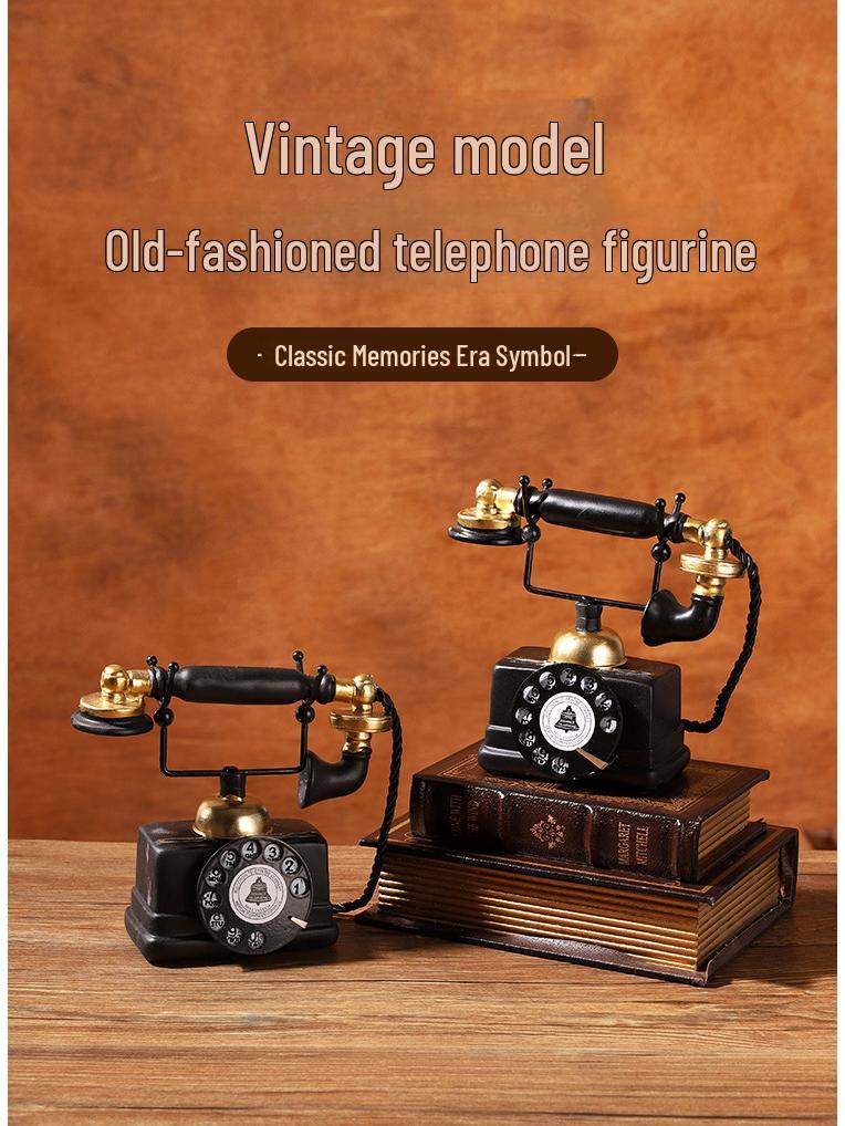 European Retro Resin Telephone Ornaments: Classic Wall and Desktop Decor for Cafes