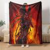 1Pc Fiery Demon Artwork Blanket For Couch Bed Plush Cozy Fuzzy Blanket Super Soft Warm Blankets For Fall And Winter 0918289
