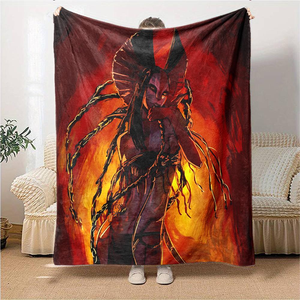 1Pc Fiery Demon Artwork Blanket For Couch Bed Plush Cozy Fuzzy Blanket Super Soft Warm Blankets For Fall And Winter 0918289