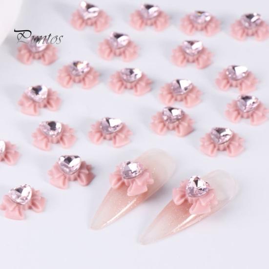 10 ks DIY dekorace na nehty 3D umělý křišťál srdce na růžové mašličce Kamínky na nehty kamínky na telefon Pouzdro na telefon Dekorace Příslušenství Potřeby na manikúru