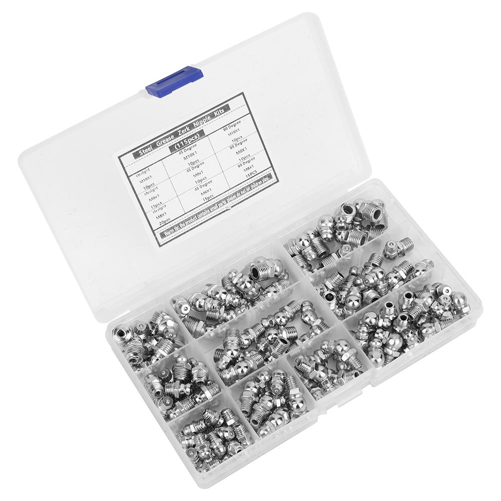 

115 шт. стальной ниппель-масленка Zerk, антикоррозионный, антиржавейный, M6 x 1, M8 x 1, M10 x 1